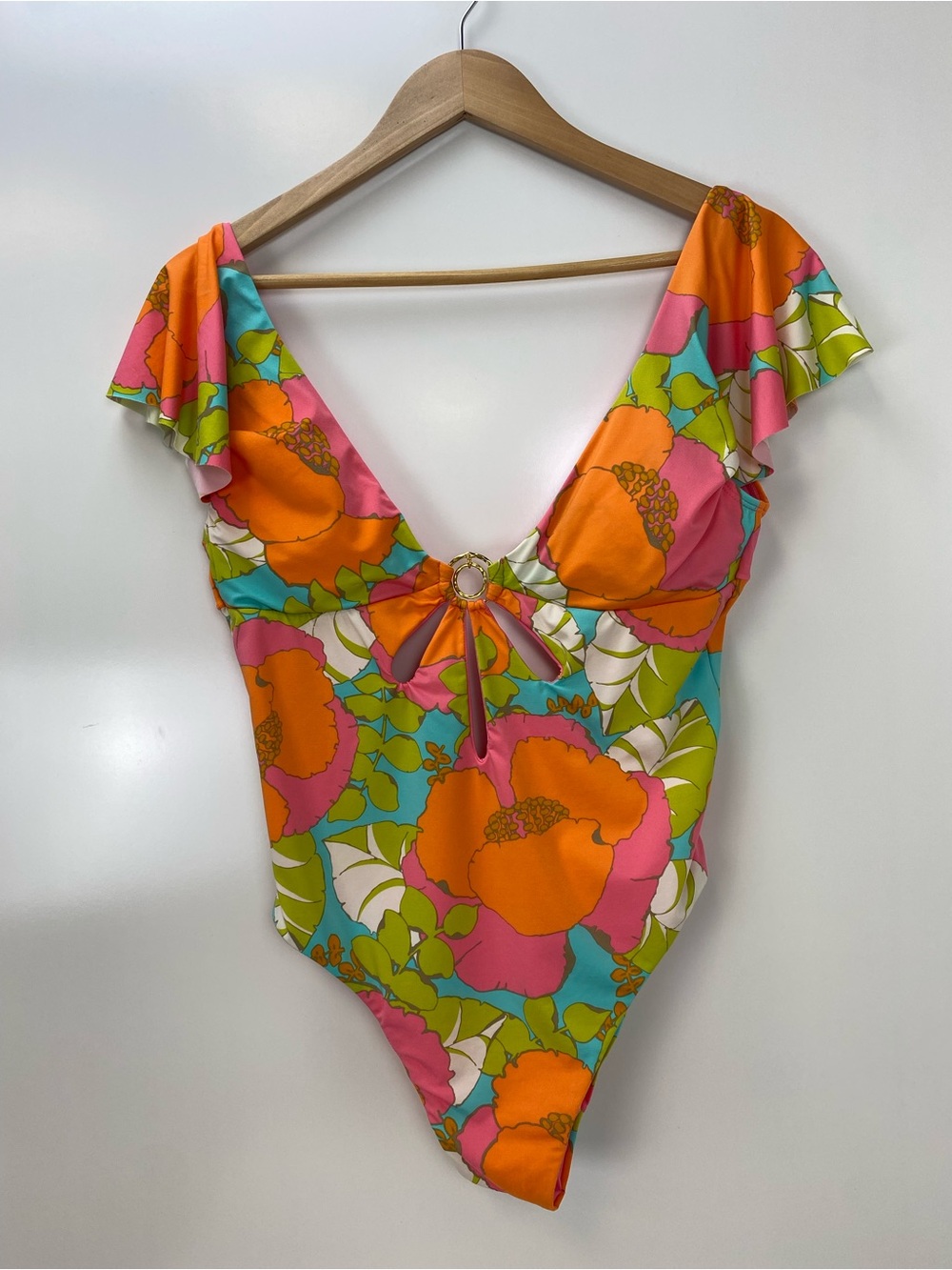 Trina Turk Floral One-Piece Swimsuit in Orange, Pink & Green